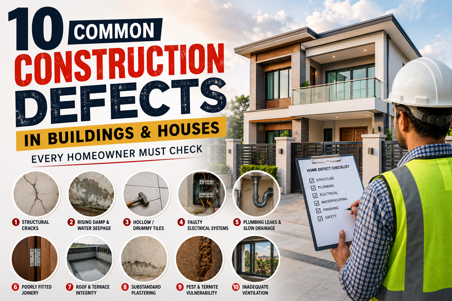 House defect inspection for structural cracks and water leakage