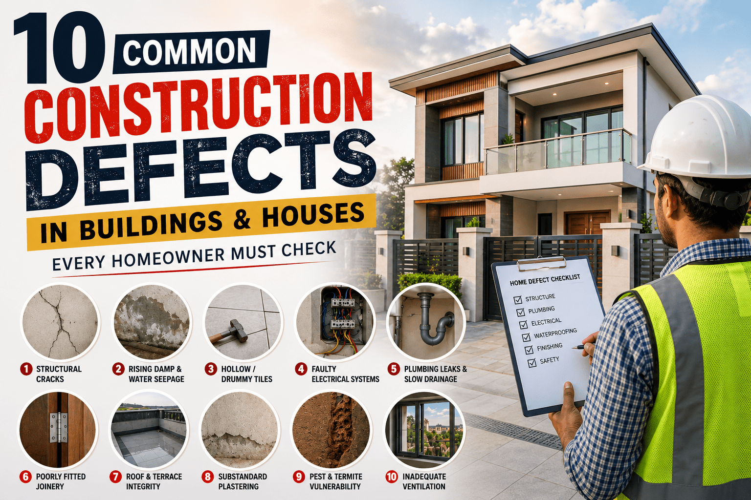House defect inspection for structural cracks and water leakage